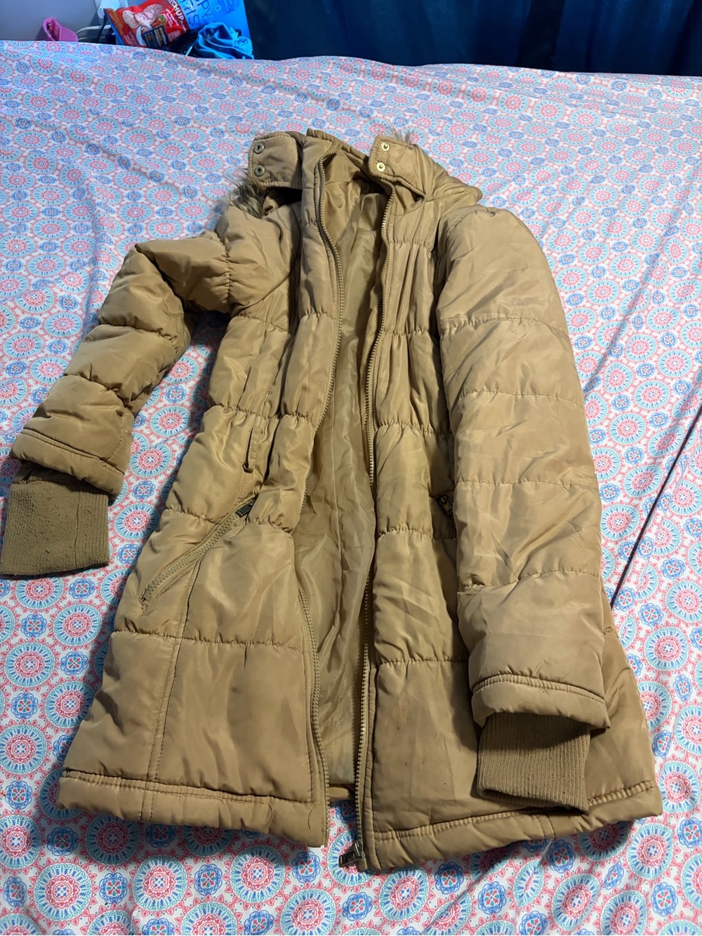 Fahrenheit Olive Tan Quilted Women's Puffer Jacket